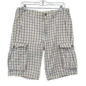 Levi's 569 Plaid Cargo Shorts Men's 31 Half‎ Pants Preppy Window Pane